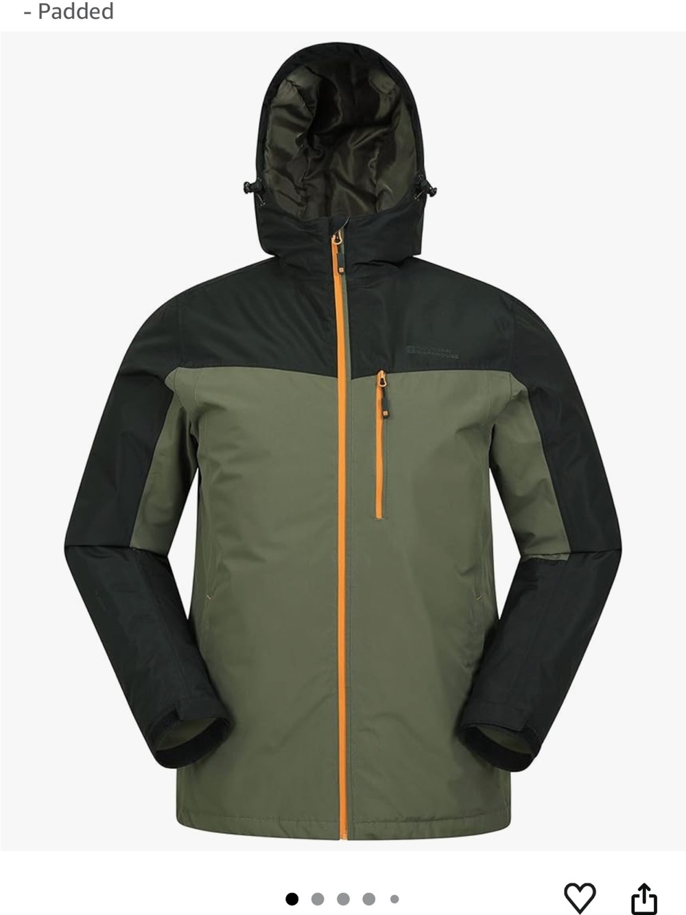 Mountain Warehouse Brisk II Waterproof Outdoor Tech Rain Jacket - Olive & Black